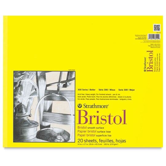 Strathmore; Strathmore 300 Series Bristol Pad - 14" x 17", Smooth, 20 Sheets; Category:Art & Illustration Boards; Image:1